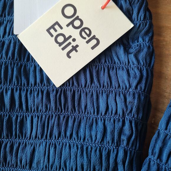 OPEN EDIT Nordstrom Womens XL Rouched Blue‎ Aurora Top Line Sleeve NEW - Picture 4 of 6